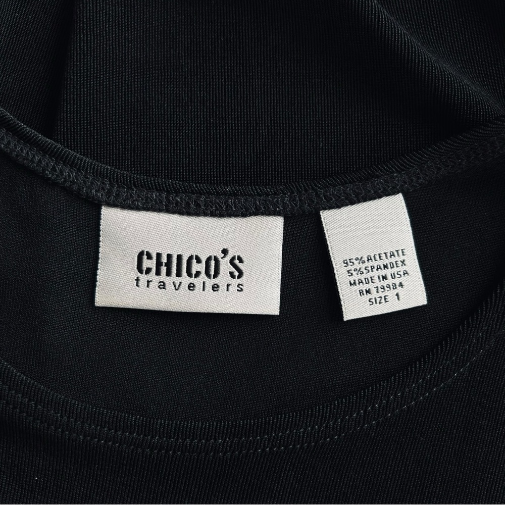 4/$20 Chico’s Travelers Black Tank Top Sleeveless Stretch Knit Size 1 - Picture 2 of 4